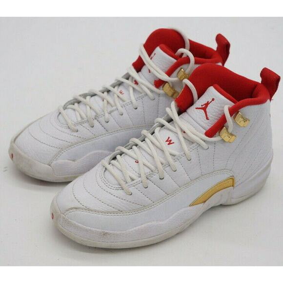 Nike Air Jordan 12 Retro GS FIBA 153265-107 White University Red Gold Size 4.5 - Picture 1 of 9
